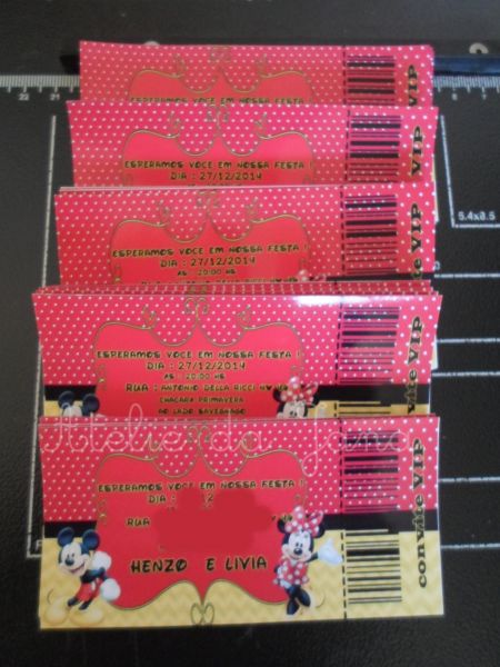 Convite ingresso minei e mickey